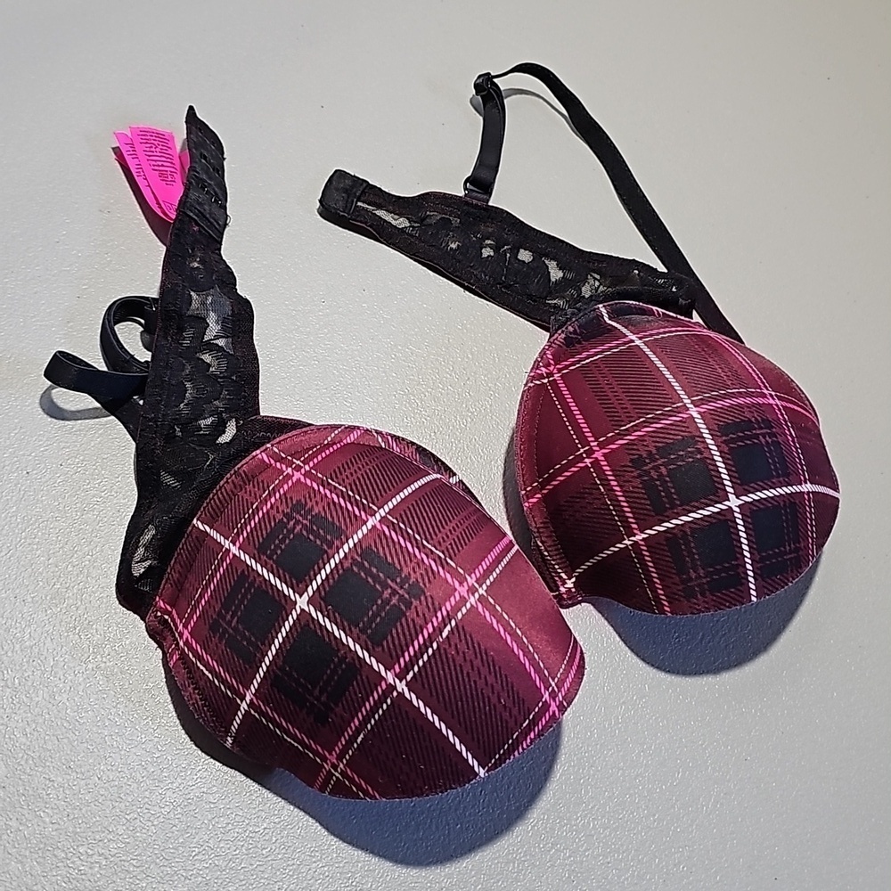 La senza Remix maroon and pink 34C plunge push up bra
